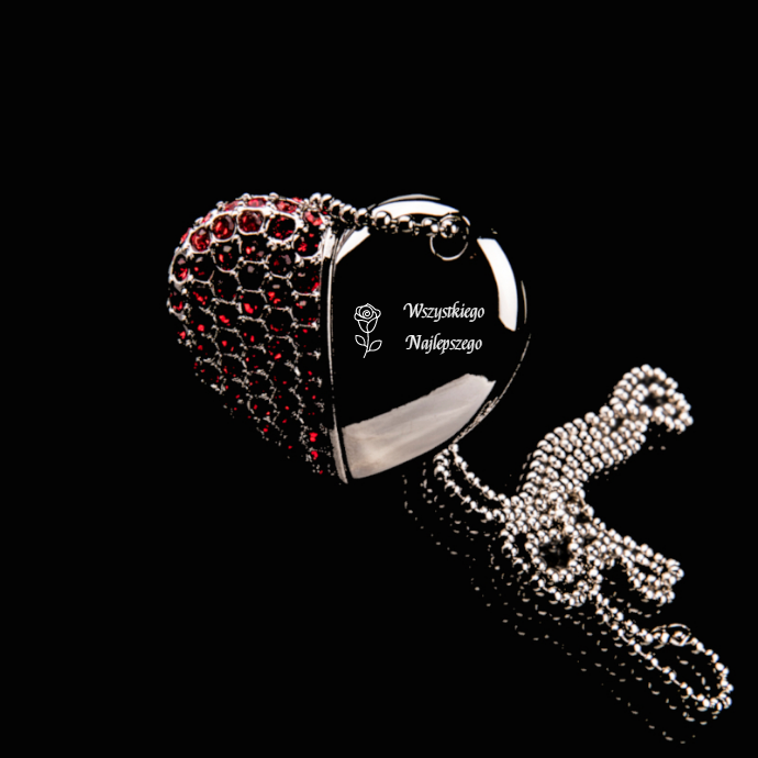METAL HEART - metalowy pendrive w kształcie serca z cyrkoniami