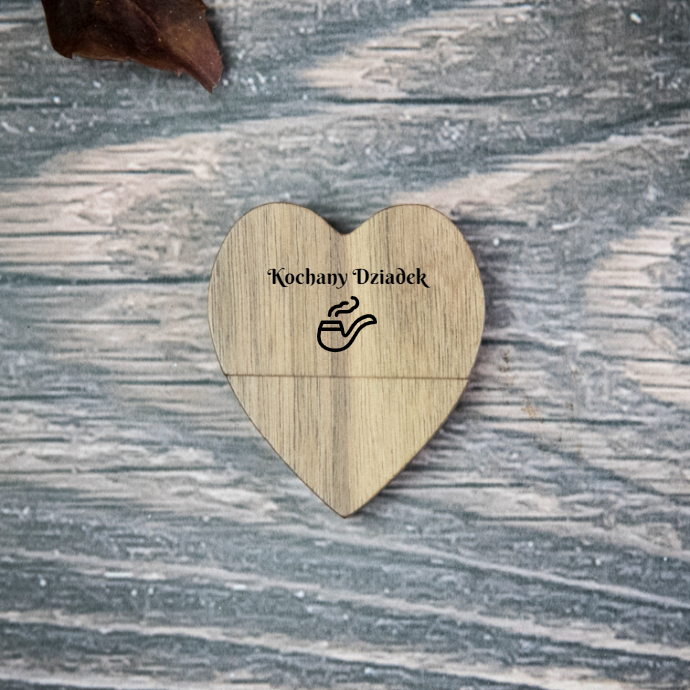 WOOD HEART drewniany pendrive w kształcie serca