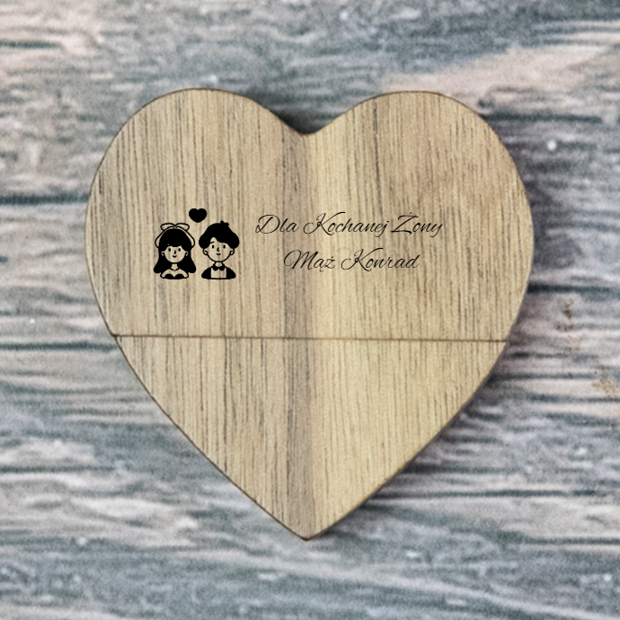 WOOD HEART drewniany pendrive w kształcie serca